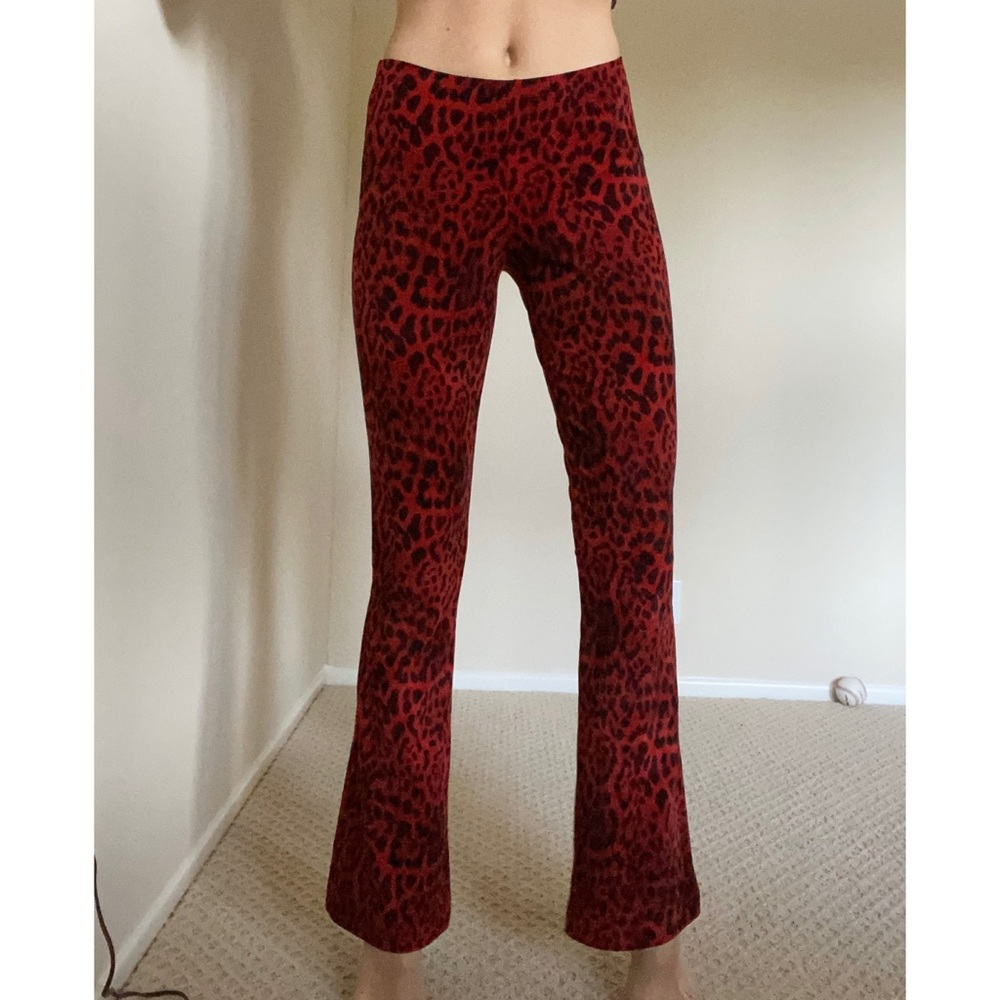 Red and black leopard print bell bottoms